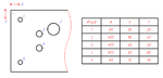 Левая система координат таблиц отверстий