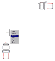 Рис. 17. Для соединения штуцера трубой вызывается контекстное меню, а в нем - строка «Соединить»