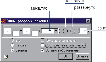 Окно ввода обозначения вида при включенной опции «Сортировка автоматически»