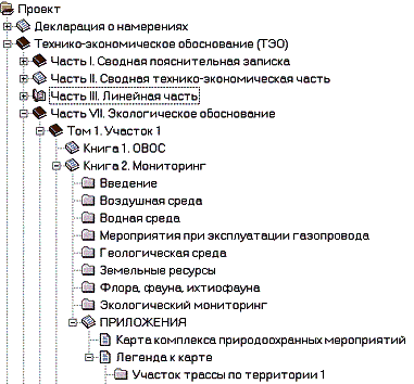 Фрагмент структуры проектной документации