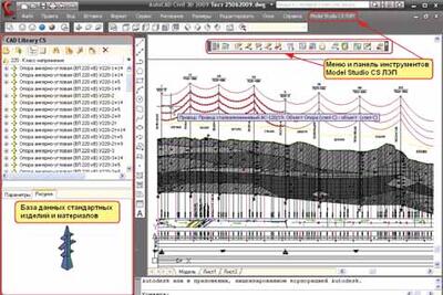 Интерфейс программного комплекса Model Studio CS ЛЭП
