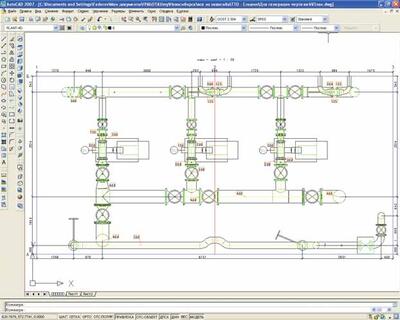 Фрагмент чертежа, сгенерированного модулем PLANT-4D Генератор чертежей (2D Deliverable)