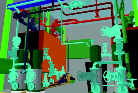 Рис. 6. Трехмерная модель паровой котельной, выполненная специалистами ОАО МПНУ Энерготехмонтаж (фрагмент 1)