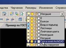 Рис. 6. Все слои, экспортированные из среды Archicad, легко включать/отключать, закрывать от редактирования в среде nanoCAD. Даже обязательный слой Archicad Layer переименовывается в обязательный слой 0, который присутствует во всех DWG-файлах