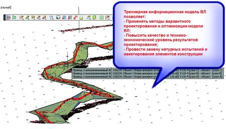 Рис. 13. Трехмерная модель ЛЭП протяженностью 18 км