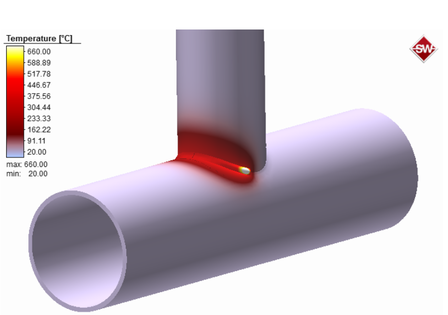 Результаты расчета - распределение температур во время сварочного процесса
