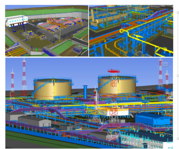 Рис.1 Трехмерный проект промышленного объекта, выполненный специалистами АО «Гипровостокнефть» с применением отечественной системы Model Studio CS