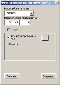 Рис. 3. Форма функции Рамка карты