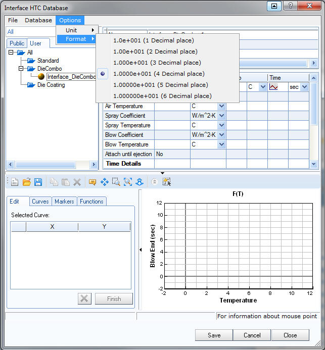 ProCAST/Visual-Cast. Возможность форматирования чисел в БД Interfaces и Boundary Conditions