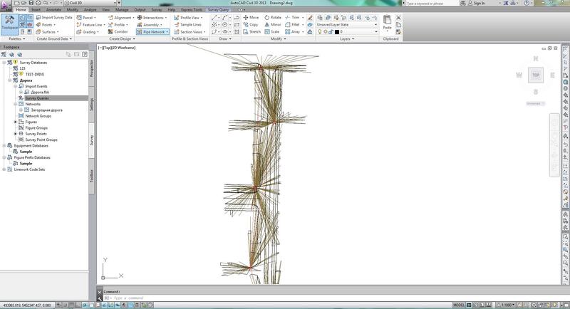 Интерфейс модуля «Съемка» в AutoCAD Civil 3D