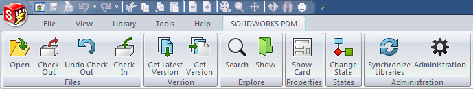 Меню SOLIDWORKS PDM в SOLIDWORKS