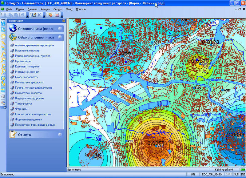 Карта загрязнения воздушных ресурсов