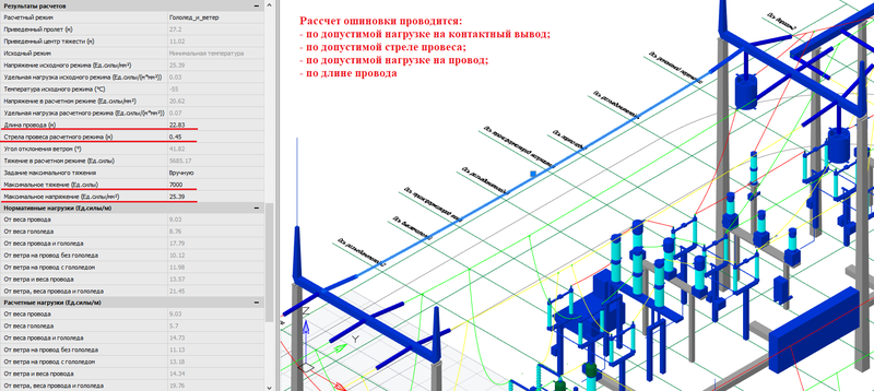 Расчет гибкой ошиновки ОРУ в MS ОРУ