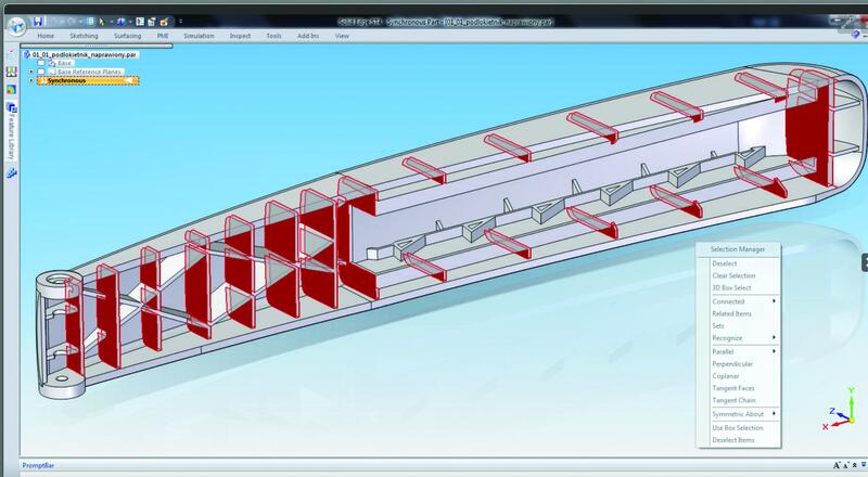 Выбор геометрии на импортированных моделях, не имеющих отдельных конструктивных элементов, утомителен и требует много времени. Диспетчер выбора Solid Edge способен находить и выбирать геометрию на основе геометрических условий, позволяющих пользователю работать с импортированной моделью так, как если бы она была создана в Solid Edge. Изображение предоставлено компанией TOP-TECH (Польша)