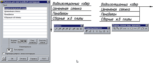 Рис.6. Отрисовка выносок для многослойной конструкции в СПДС GraphiCS