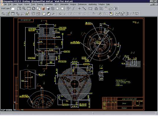 Чертеж, оформленный в Unigraphics