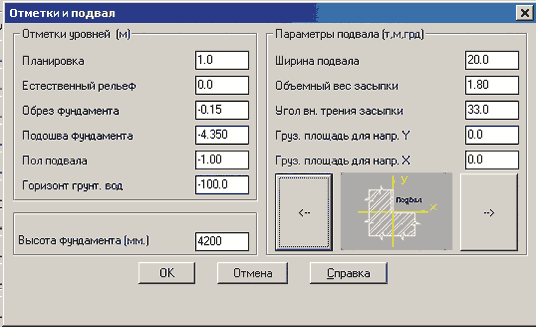 Рис. 4. Бокс «Отметки и подвал»