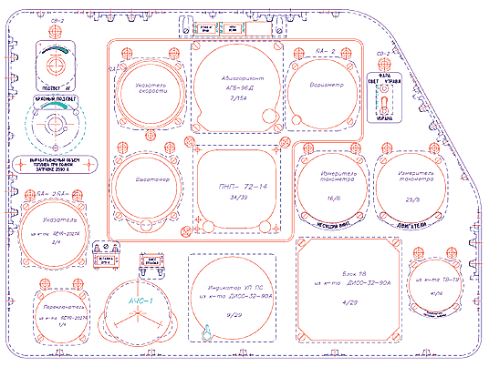 Рис. 1. Пример чертежа приборной доски, на котором все контуры являются непосредственными источниками для формирования траектории инструмента на станках с ЧПУ