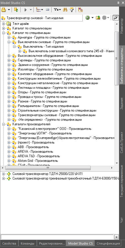 Перечень базовых элементов в библиотеке стандартных компонентов