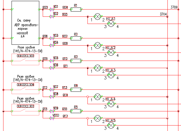 Рис. 16. Фрагмент схемы сигнализации