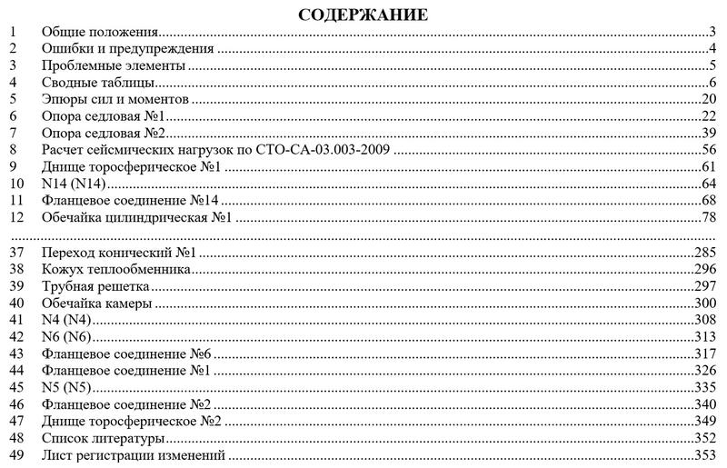 Рис. 7. Содержание отчета по расчету теплообменного аппарата