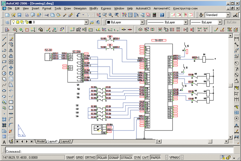 Рис. 1. Отображение в SchematiCS моноблочного ПЛК DirectLogic (насосная пожаротушения)