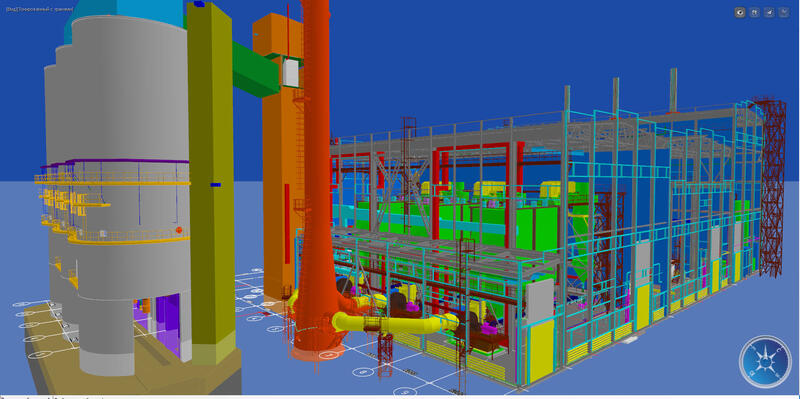 Комплексная BIM-модель цеха сушки на горно-обогатительном комбинате, представленная в среде CADLib Модель и Архив