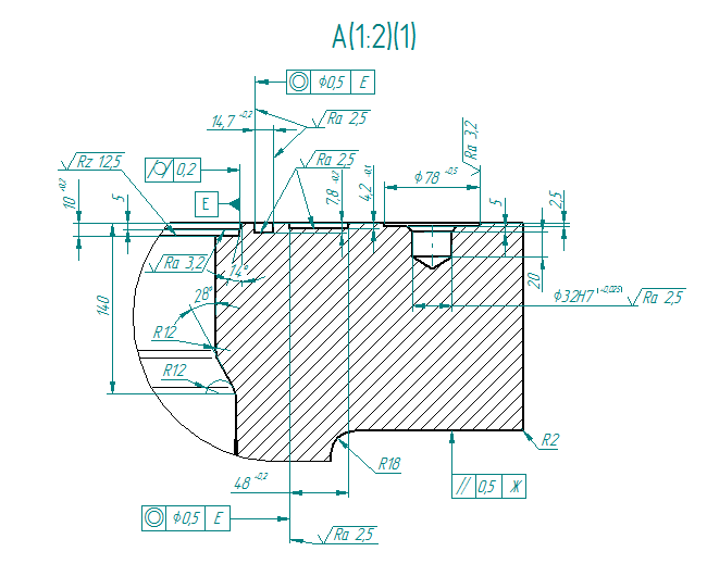 Рис. 9. Технологические обозначения в Solid Edge