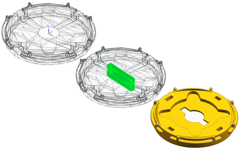 Результат 3D-сканирования импортирован в Solid Edge ST10, затем изменен и преобразован в твердотельную модель