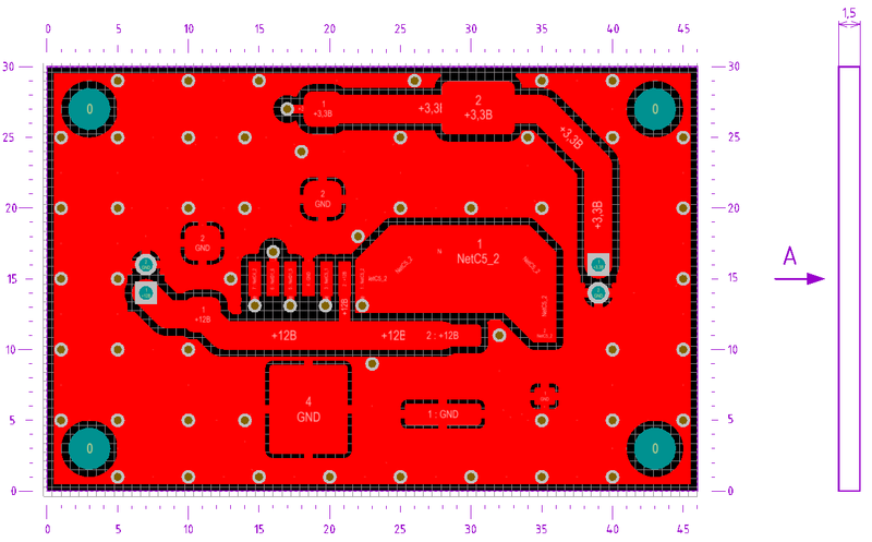 Рис. 3. Сформированные в Altium Designer вид сверху и вид сбоку чертежа печатной платы