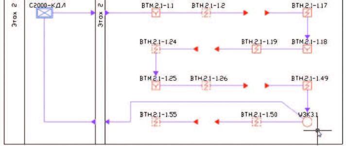 nanoCAD ОПС 4.0. Отображение кольца с ответвлением на структурной схеме