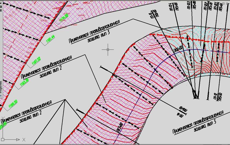 Рис. 4. Проектный план противоэрозионной защиты трассы