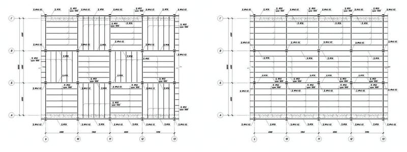 Рис. 5. Возможное размещение балок перекрытия в разных направлениях