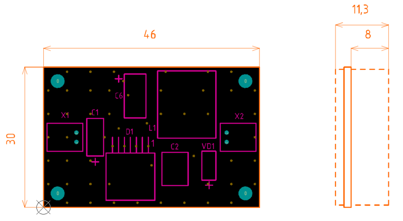 Рис. 5. Сформированные в Altium Designer вид сверху и вид сбоку сборочного чертежа