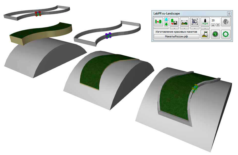 Проецирование элементов на криволинейные поверхности при помощи LabPP_Landscape