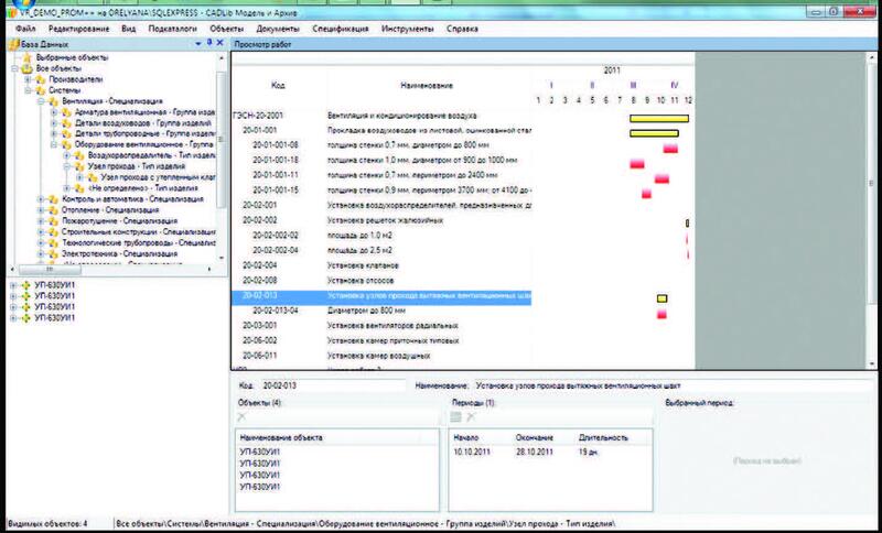 Рис. 7. CADLib Модель и Архив позволяет пользователям увязать трехмерную модель с календарным планом и использовать эту информацию для визуализации и управления проектами
