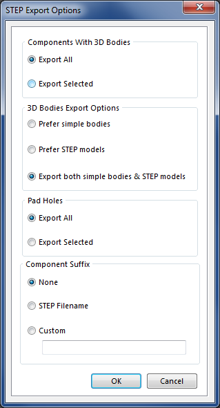 Рис. 18. Окно STEP Export Options