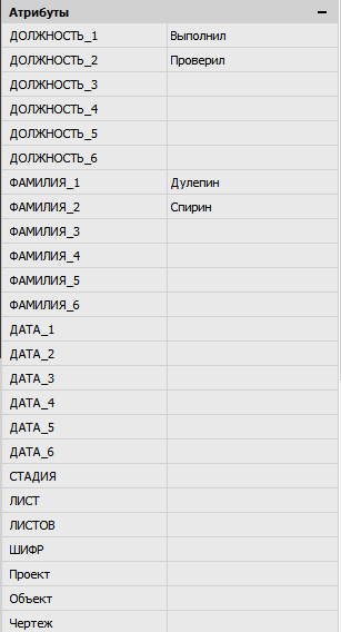 Рис. 3. Атрибуты выбранного блока