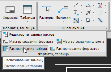 Рис. 1. Подвал группы Форматы, таблицы