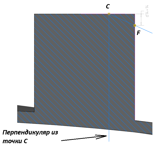 Рис. 66. Перпендикуляр из точки С