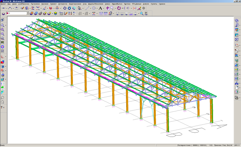 Рис. 1. Вид конструкции в среде моделирования StruCad V12