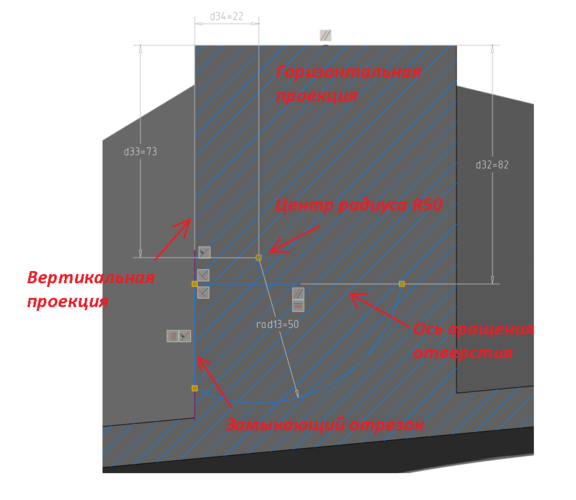 Рис. 95. Эскиз отверстия