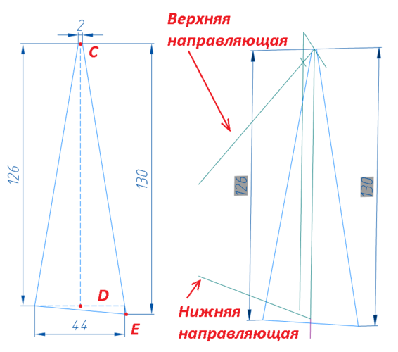 Рис. 75. Контур второго сечения ребра 1